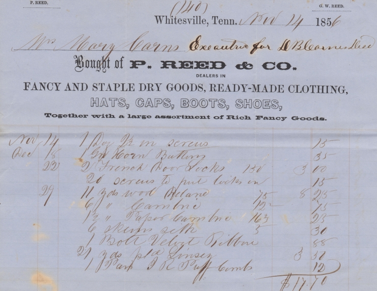 Whiteville, TN - 1856 - P. Reed & Co.