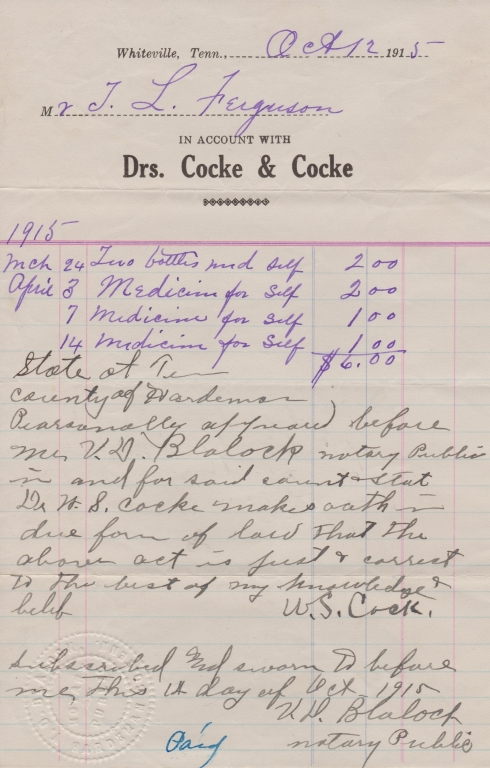 Whiteville, TN - 1915 - Drs. Cocke & Cocke