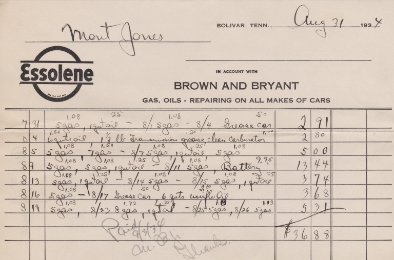 Bolivar, TN - 1934 - Brown and Bryant - Essolene