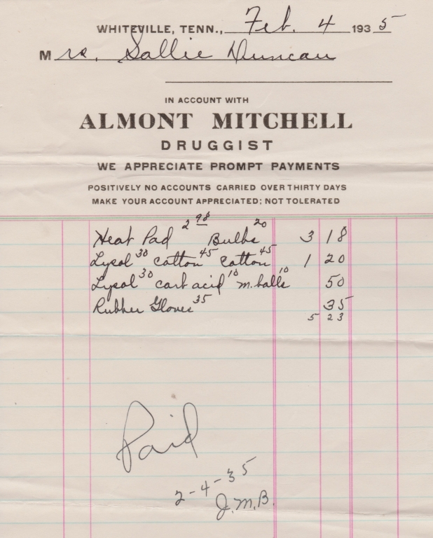 Whiteville, TN - 1935 - Almont Mitchell, Druggist